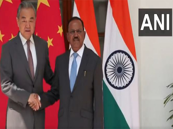 NSA Ajit Doval (R) and Chinese Foreign Minister Wang Yi (Photo/ANI)