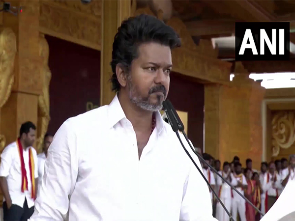 Actor and TVK chief Vijay addresses his mega rally in Madurai (Photo/ANI)