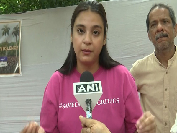 Visual of a protestor Sonali Gaba (Photo: ANI)