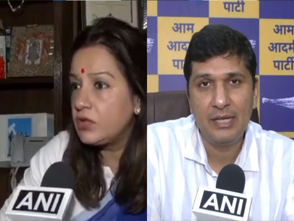 Shiv Sena UBT MP Priyanka Chaturvedi (L) and AAP leader Saurabh Bharadwaj (Photo: ANI)