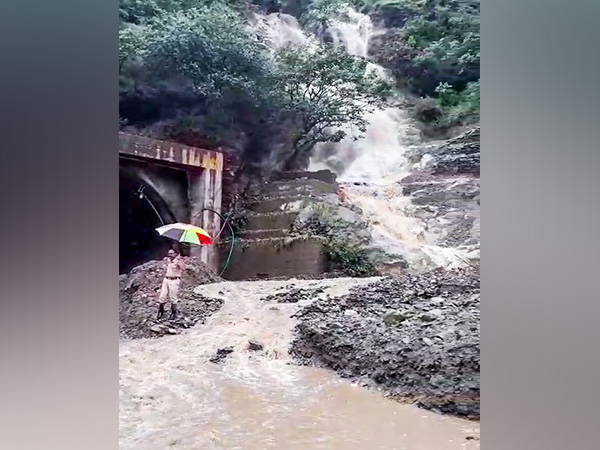 A view of the flash flood hit Takoli on the Mandi-Kullu stretch of the Chandigarh-Manali National Highway, in Takoli (Photo/ANI)