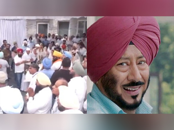 Left: People at Jaswinder Bhalla's residence (Photo/ANI) Right: Jaswinder Bhalla (Photo/instagram)