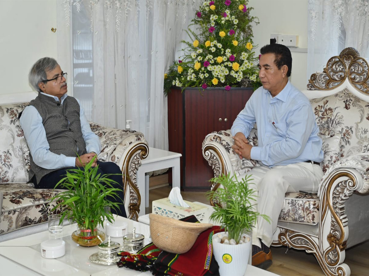 Chairman Railway Board & CEO Satish Kumar met Mizoram CM Lalduhoma (Photo/ANI)