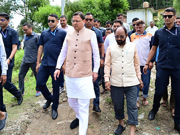 Uttarakhand CM Dhami visits the disaster-affected areas of   Tharali (Photo/ANI)