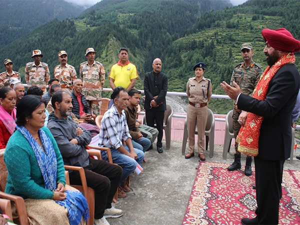 Uttarakhand Governor Lt Gen Gurmeet Singh meets affected families in Uttarkashi (Photo/ANI)