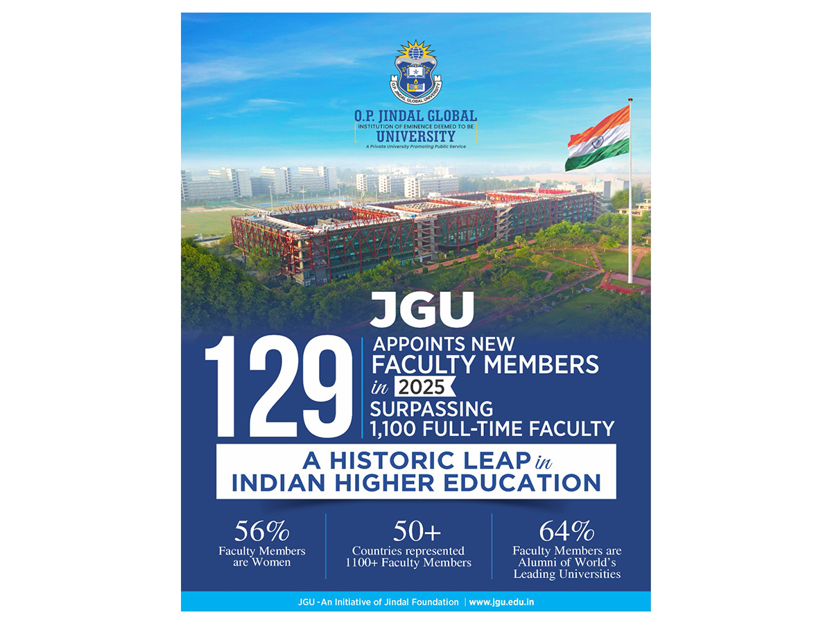 JGU Appoints 129 World Class Faculty Members: a Historic Leap in Indian Higher Education
