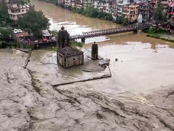 A view of an area severely affected by flash floods and incessant rains, in Mandi on Tuesday. (Photo/ANI)