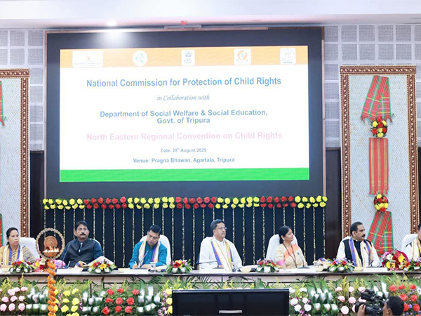 Tripura Chief Minister Manik Saha at North Eastern Regional Convention on Child Rights (Photo/ANI)