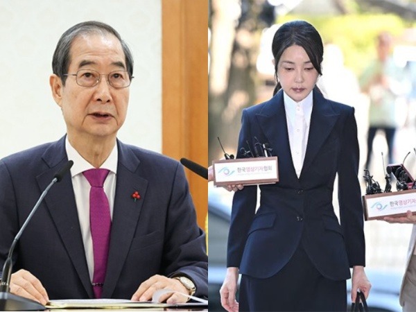 Former South Korean Prime Minister Han Duck-soo and former First Lady Kim Keon-hee (Photo credit: X/@PrimeMinisterKR and Reuters)
