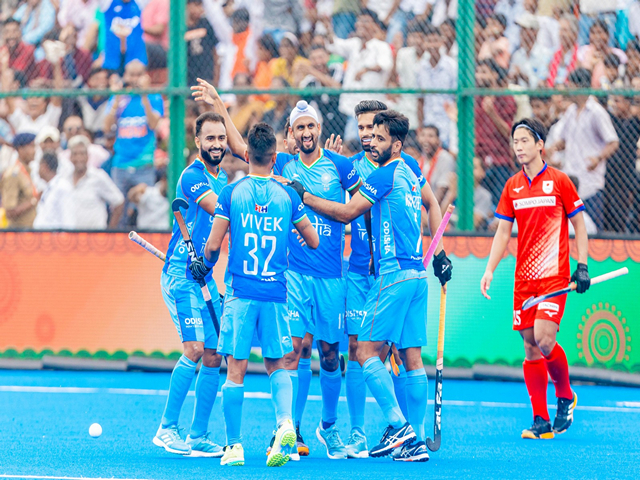 Team India celebrating their goal (Photo: HI Media)