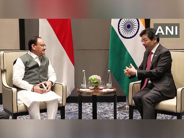 Union Health Minister JP Nadda meets Singapore PM Lawrence Wong (Photo/ANI)