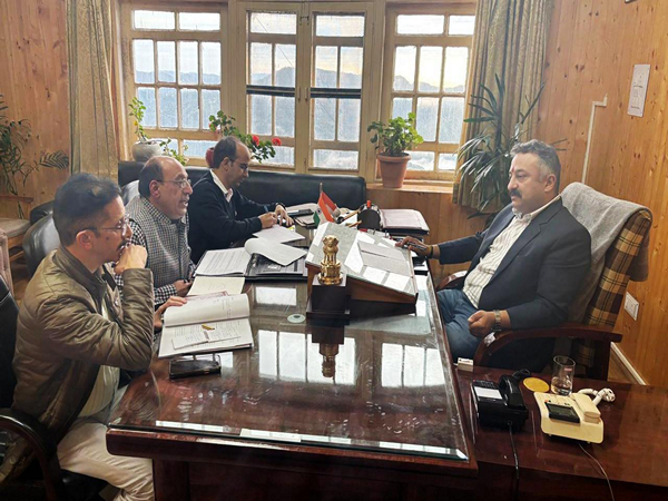 Himachal Pradesh Education Minister Rohit Thakur holds review meeting with PWD officials (Photo/ANI)