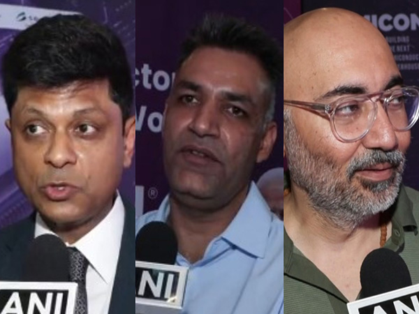 (Left to Right) Naveen Yanduru, Chief Executive, Axiro Semiconductor; Ankur Yadav, Addverb; Sumeet Chadda, Bluesen Enco.  (Photo/ANI)