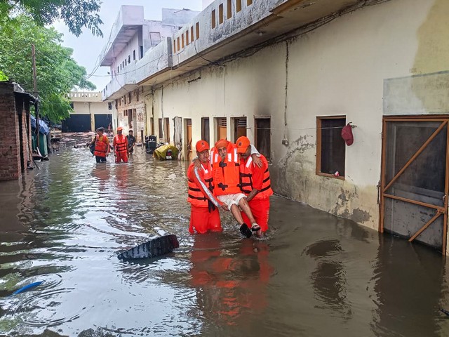 Earlier visuals of floods in Punjab (Photo/ANI)