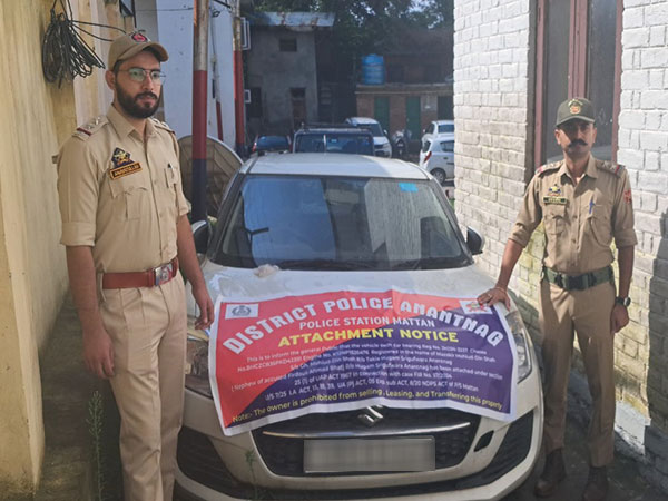Anantnag Police attach Vehicle Under UAPA (Photo Source: Anantnag Police)