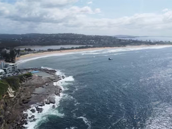 A drone view of Long Reef Beach, following an incident where a surfer died after being attacked by a large shark, in Dee Why near Sydney (Image/ANI)