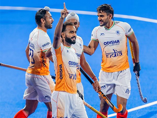 Sukhjeet Singh celebrating with teammates after scoring a goal in the final (Photo: Hockey India)