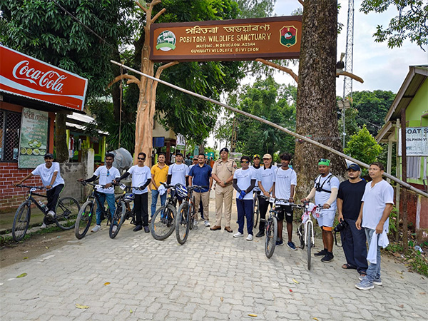 Final leg of "Ride for Conservation" bicycle rally flagged off at Pobitora Wildlife Sanctuary (Photo/ANI)