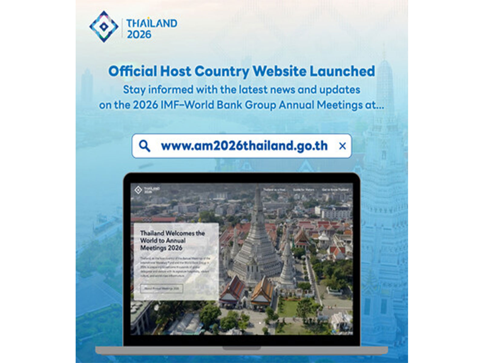 Thailand Launches Official Host Country Website for the 2026 IMF- World Bank Group Annual Meetings