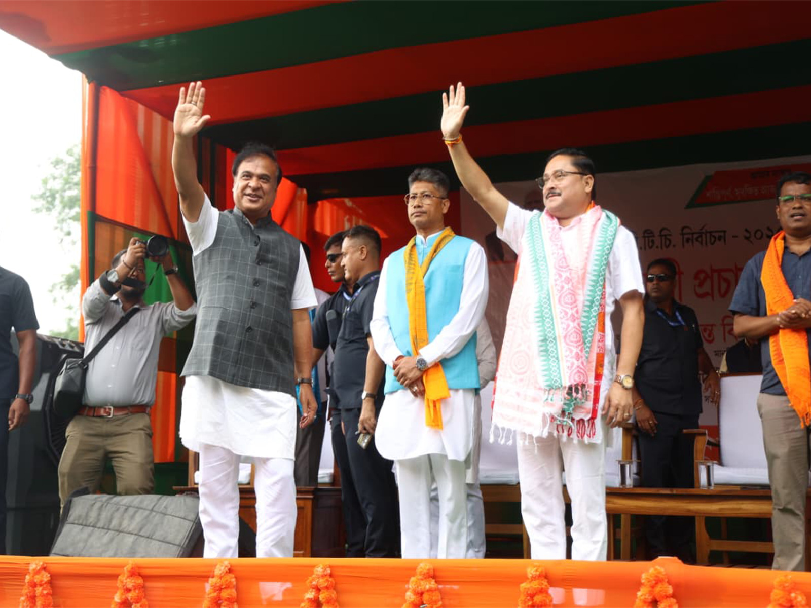 CM Himanta Biswa Sarma during election campaign on Thursday. (Photo/ANI)