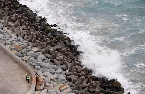 Waves crash following a tsunami advisory after earthquake (File Photo/ Reuters)