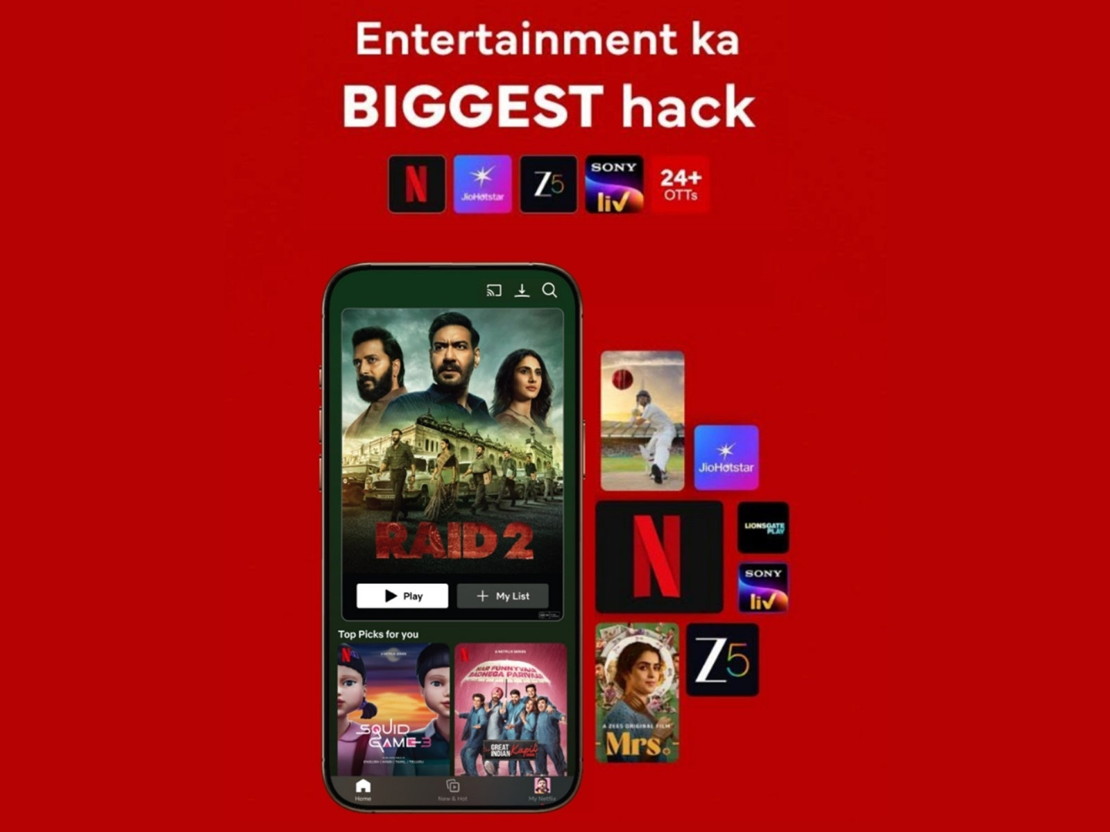 Stream Your Fav Content With Airtel's New Prepaid Packs: Netflix, Zee5, JioHotstar & 25+ OTTs