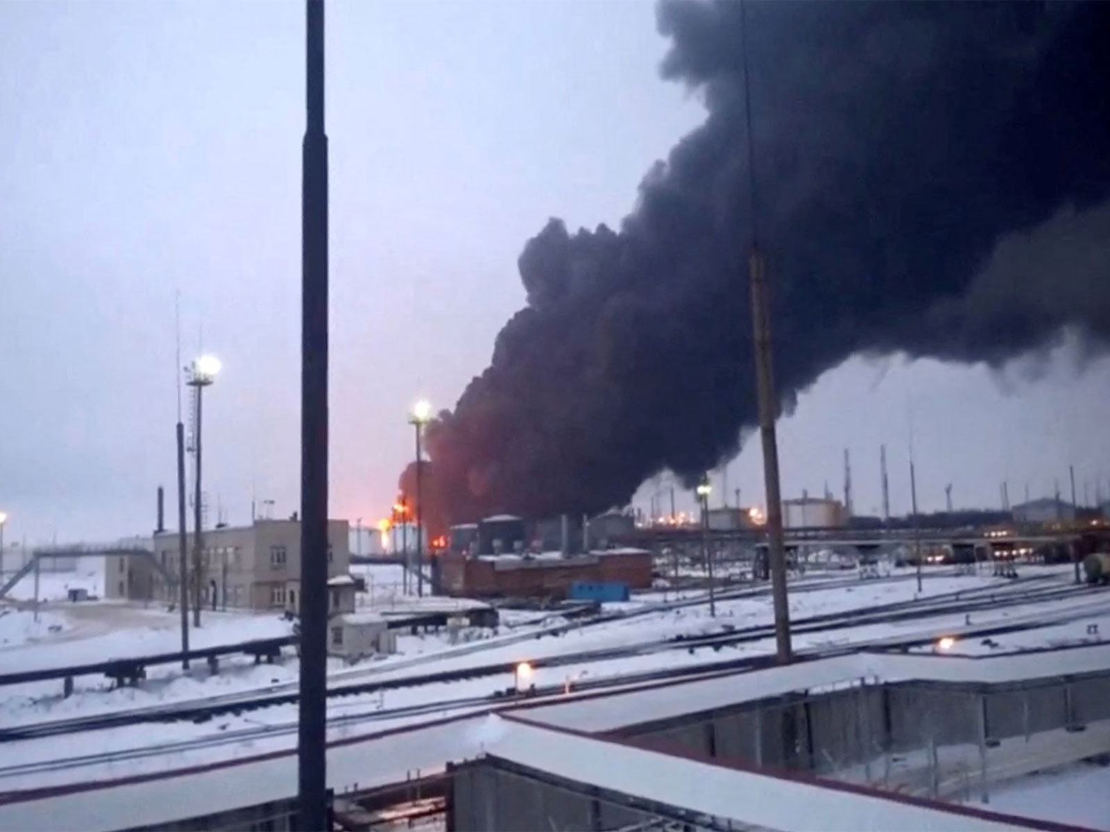 Smoke rises following a Ukrainian SBU drone strike on a refinery in Ryazan, Russia, amid ongoing conflict (File Photo/Reuters)