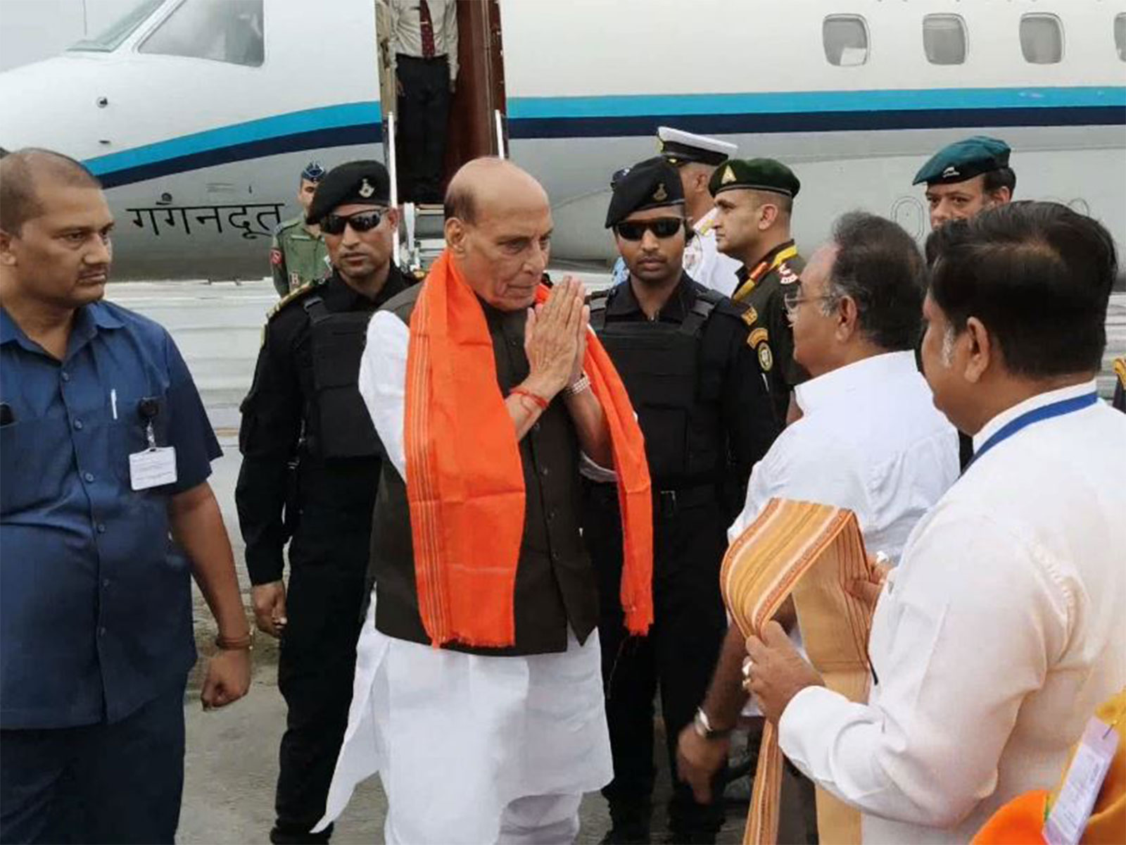 Defence Minister Rajnath Singh arrives in Kolkata (Photo/ANI)