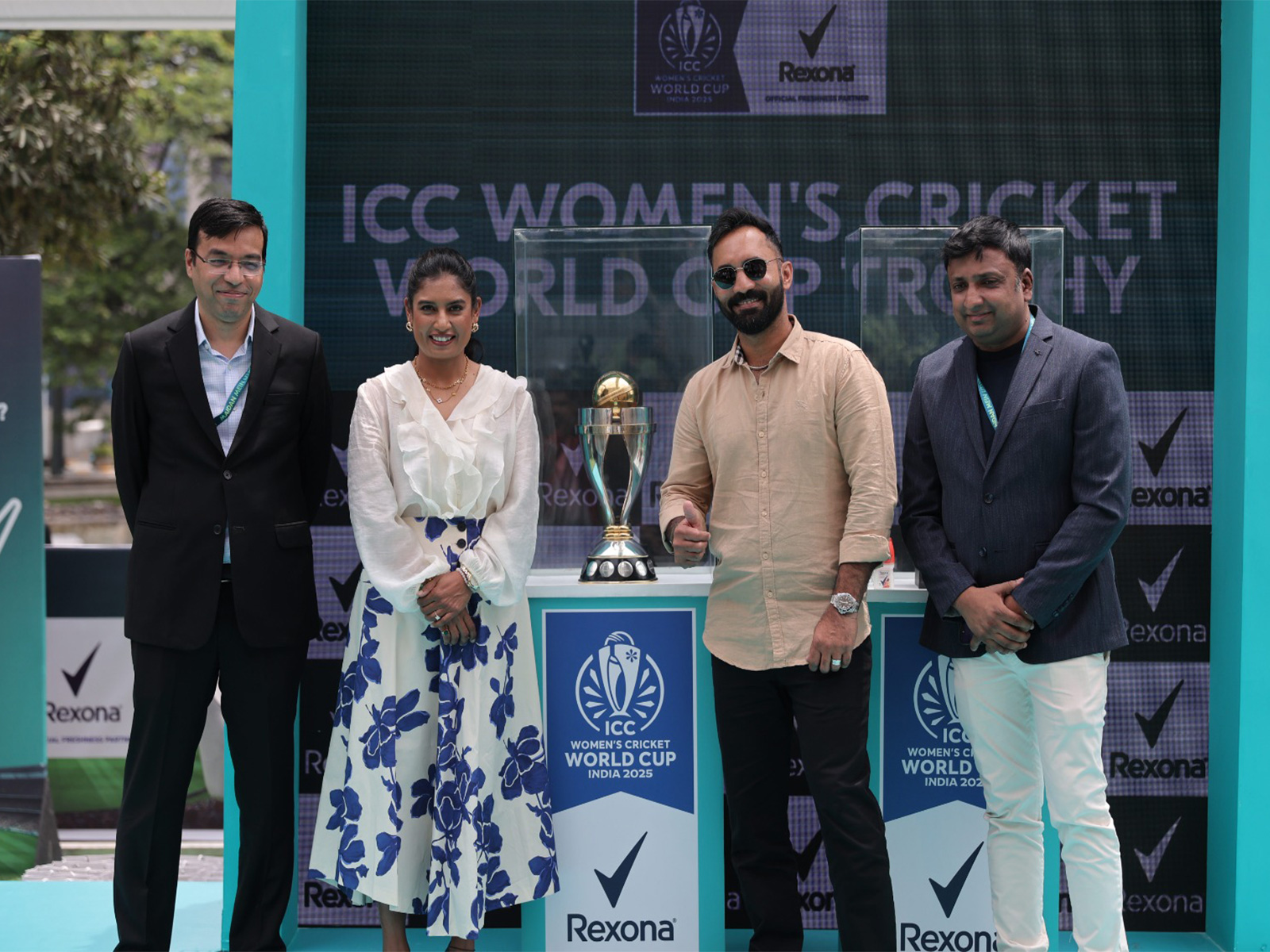 Rexona champions women's cricket with ICC WCC Trophy in Bangalore, with Vipul Mathur, Executive Director & Head of Personal Care, HUL and Nitin Agarwal, CMO-Unilever International