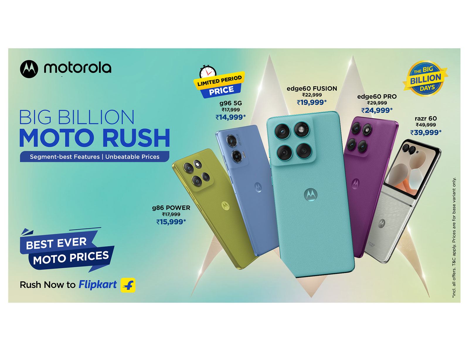 Motorola's bestselling smartphones at lowest prices starting 23rd Sept during Flipkart's Big Billion Days 2025