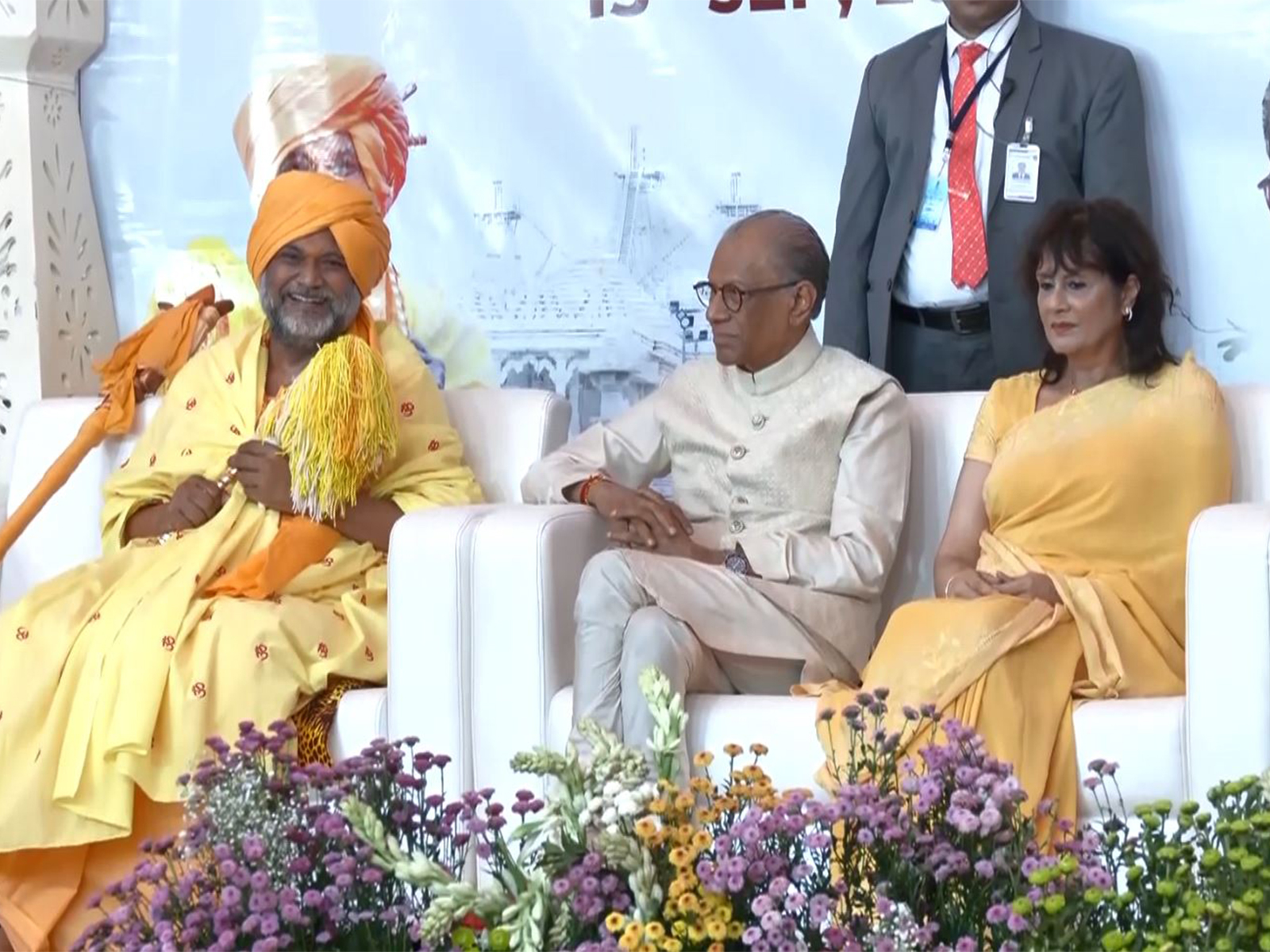 Mauritius Prime Minister Navinchandra Ramgoolam during his visit to Bramarishi Ashram in Tirupati, Andhra Pradesh, as part of his official tour to India (Photo/ANI)
