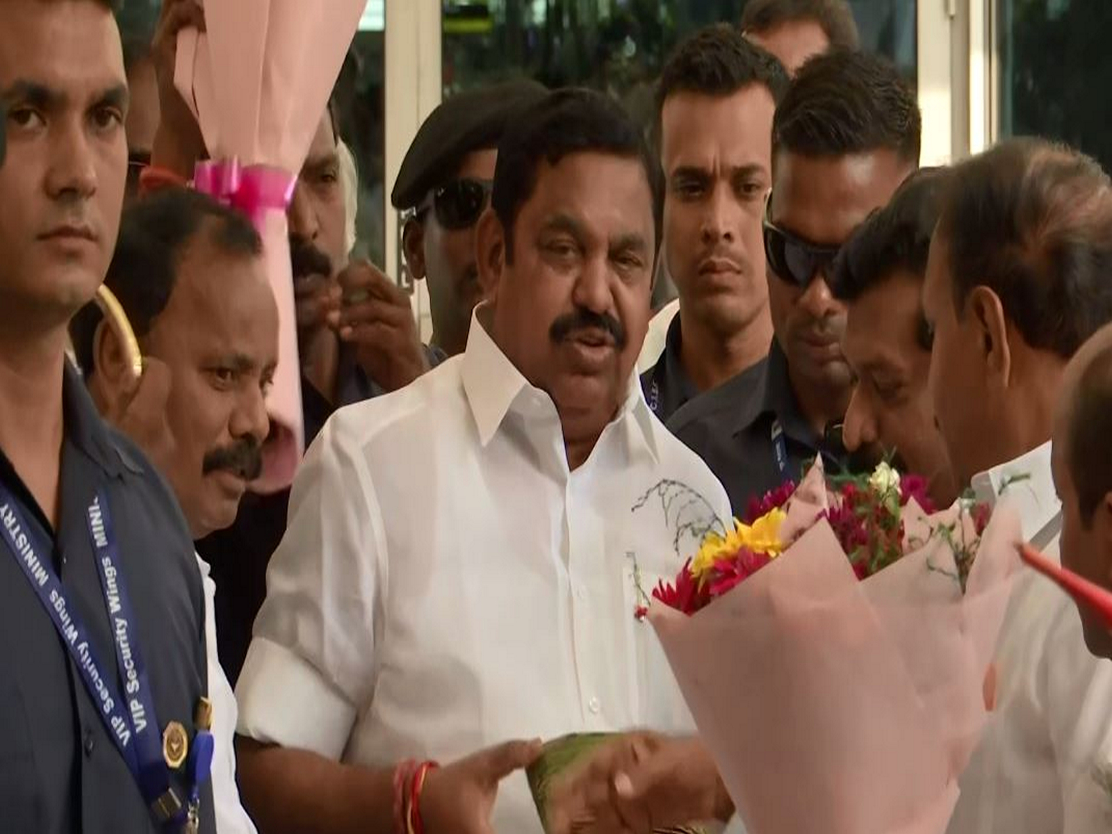 AIADMK General Secretary Edappadi K Palaniswami at Delhi airport (Photo/ANI)
