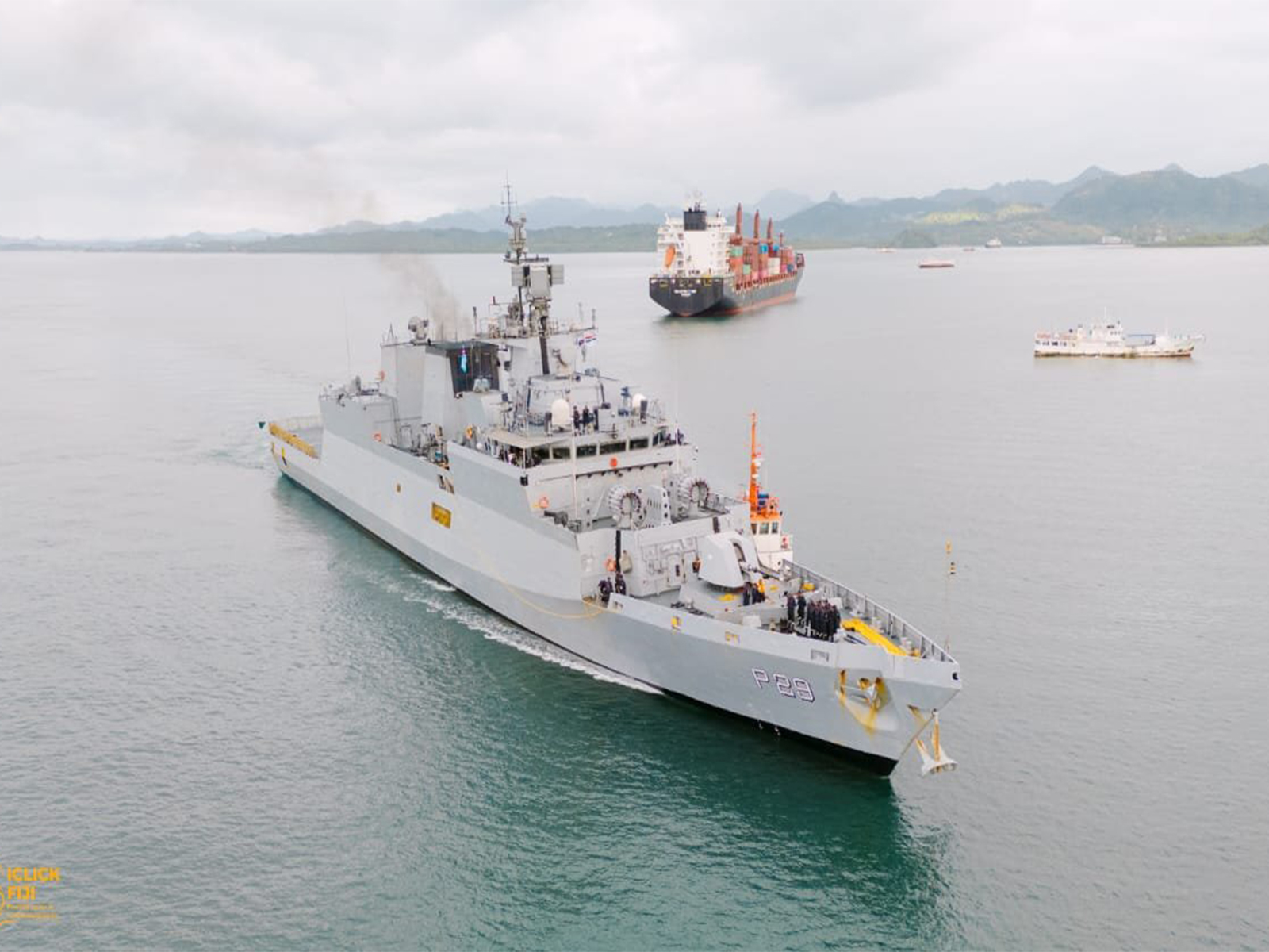 INS Kadmatt arrives at Suva port in Fiji (Photo: Indian Navy)