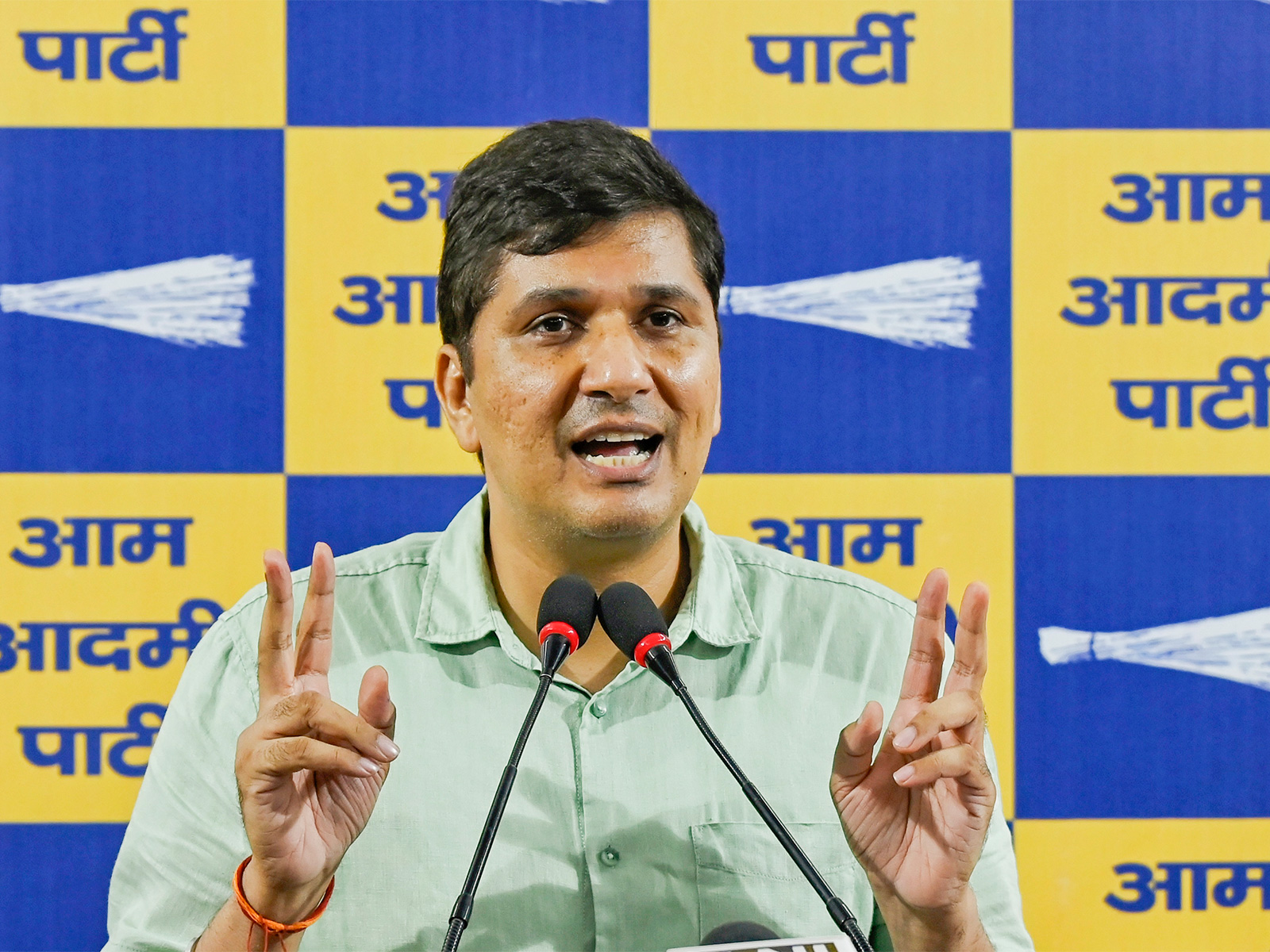 AAP Delhi unit chief Saurabh Bharadwaj (Photo/ANI)