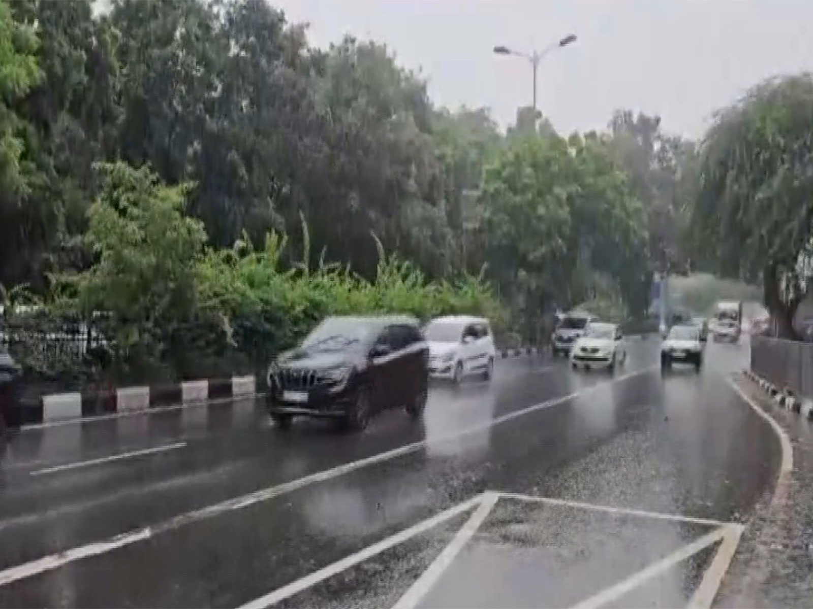 Visual from South Moti Bagh area as rain lashes parts of Delhi (Photo/ANI)
