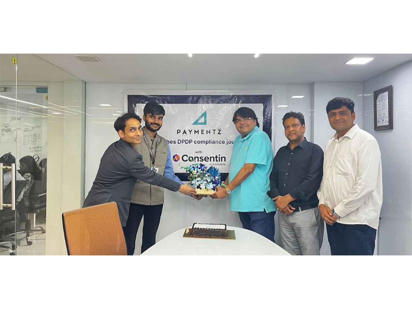 Nachiketa Singh and Sapan Parekh from Consentin by Leegality with Anupam Vassa, Raj Agarwal, and Kulin Dave from Paymentz