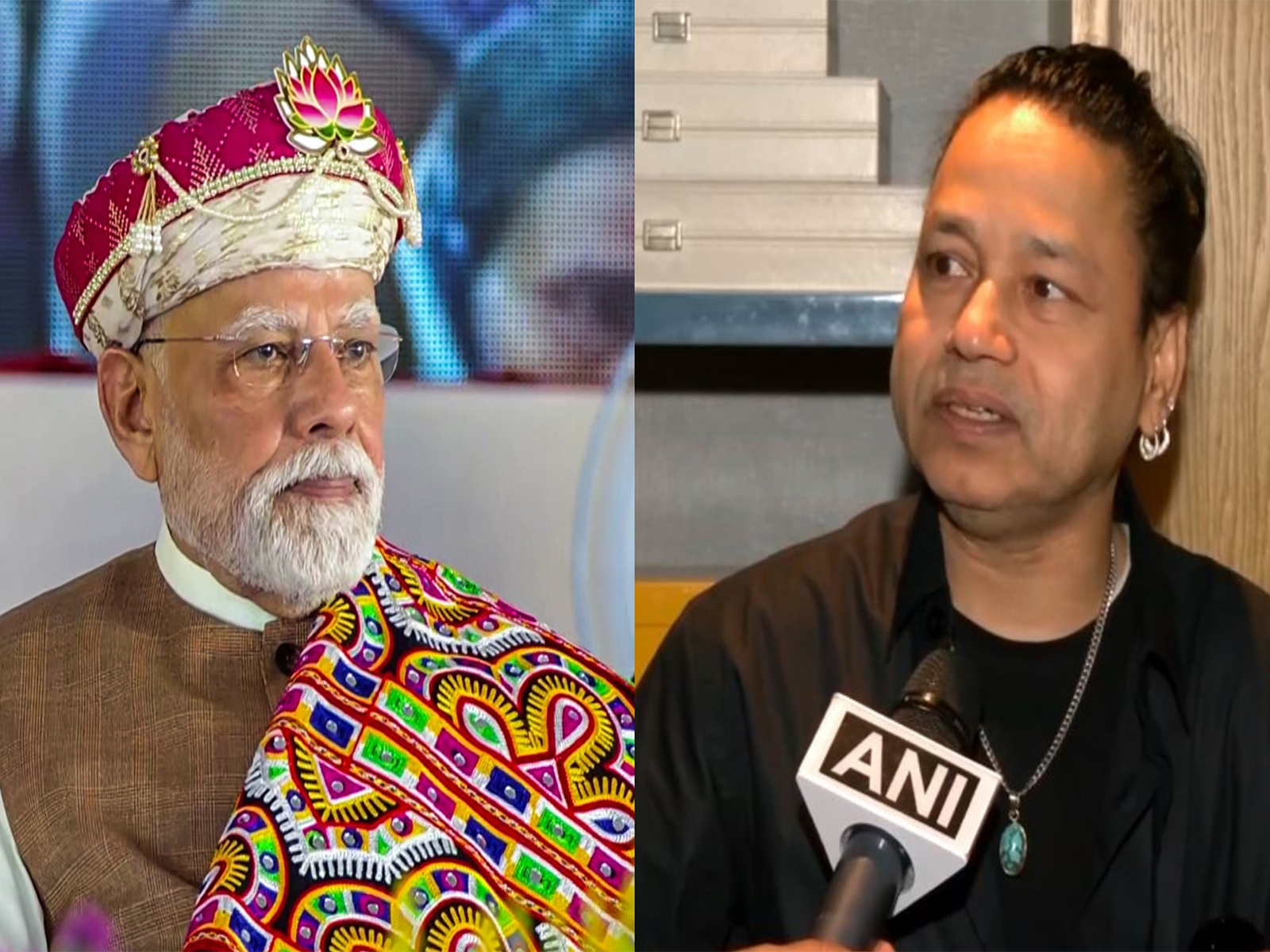 PM Modi, Kailash Kher (Photo: ANI)