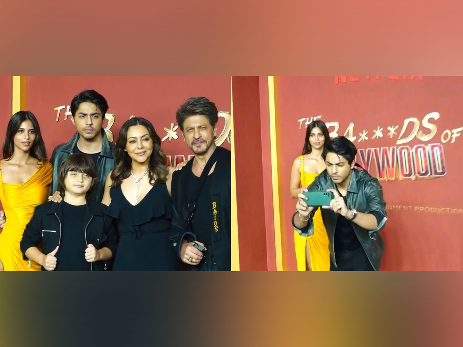 SRK with Gauri Khan,  Aryan Khan, Suhana Khan, Abram (Image source/ANI) 