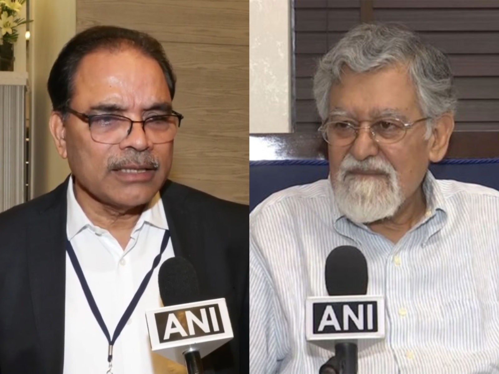 Arun Misra, Chairman of the CII National Committee on Mining (Left), Dr. Arvind Virmani, member Niti Aayog (Right) (Photo/ANI) 