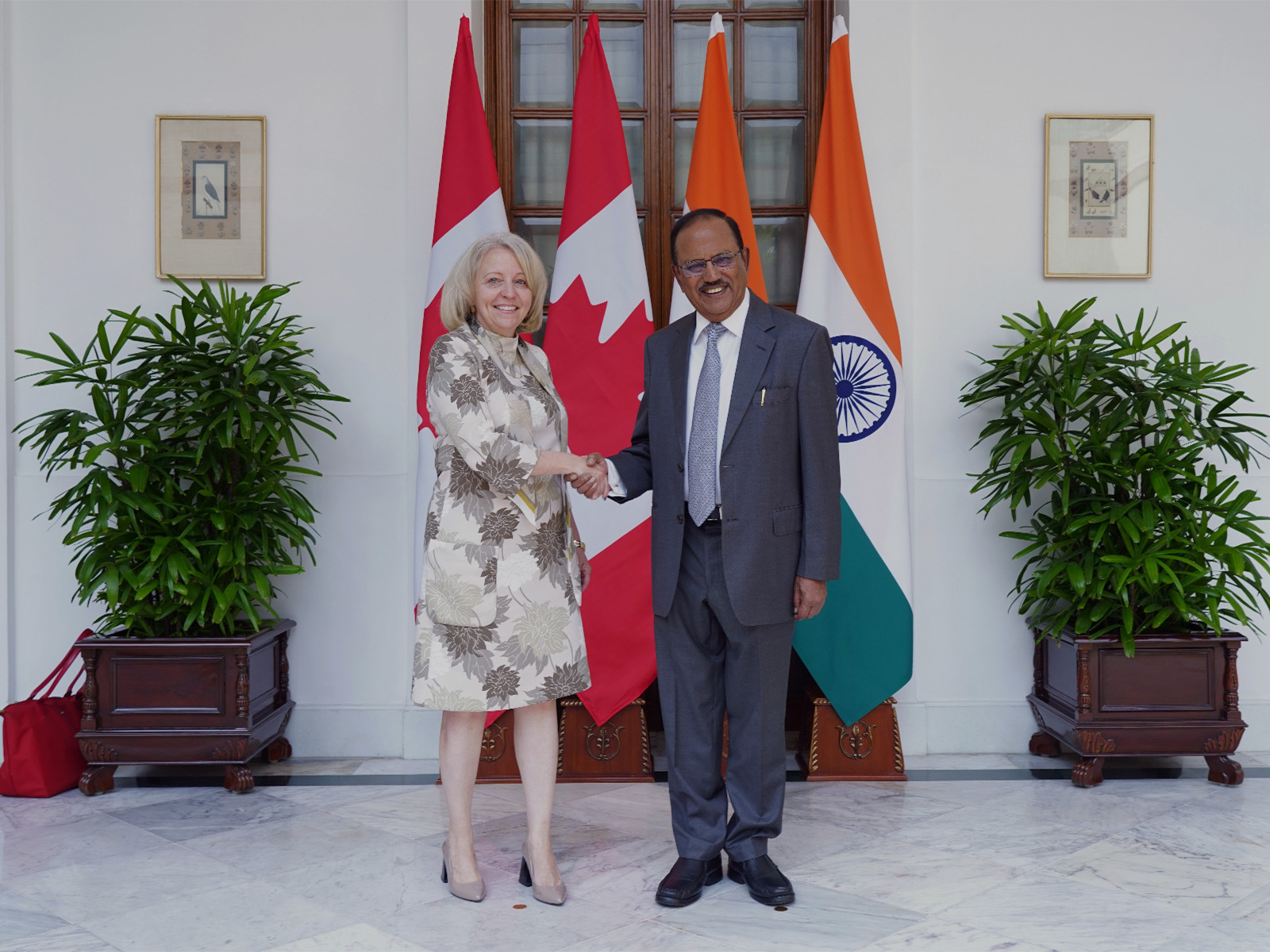 India's NSA Ajit Doval meets Canadian counterpart Nathalie G. Drouin in New Delhi to discuss security cooperation (Photo/MEA)