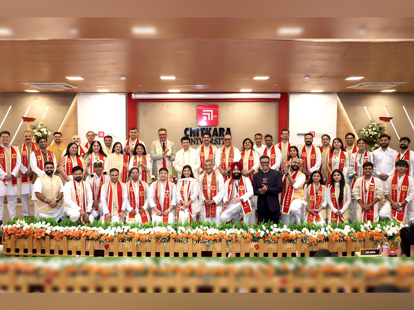Boman Irani joins Chitkara University leaders and Online MBA graduates during the convocation ceremony, celebrating achievement and inspiring futures