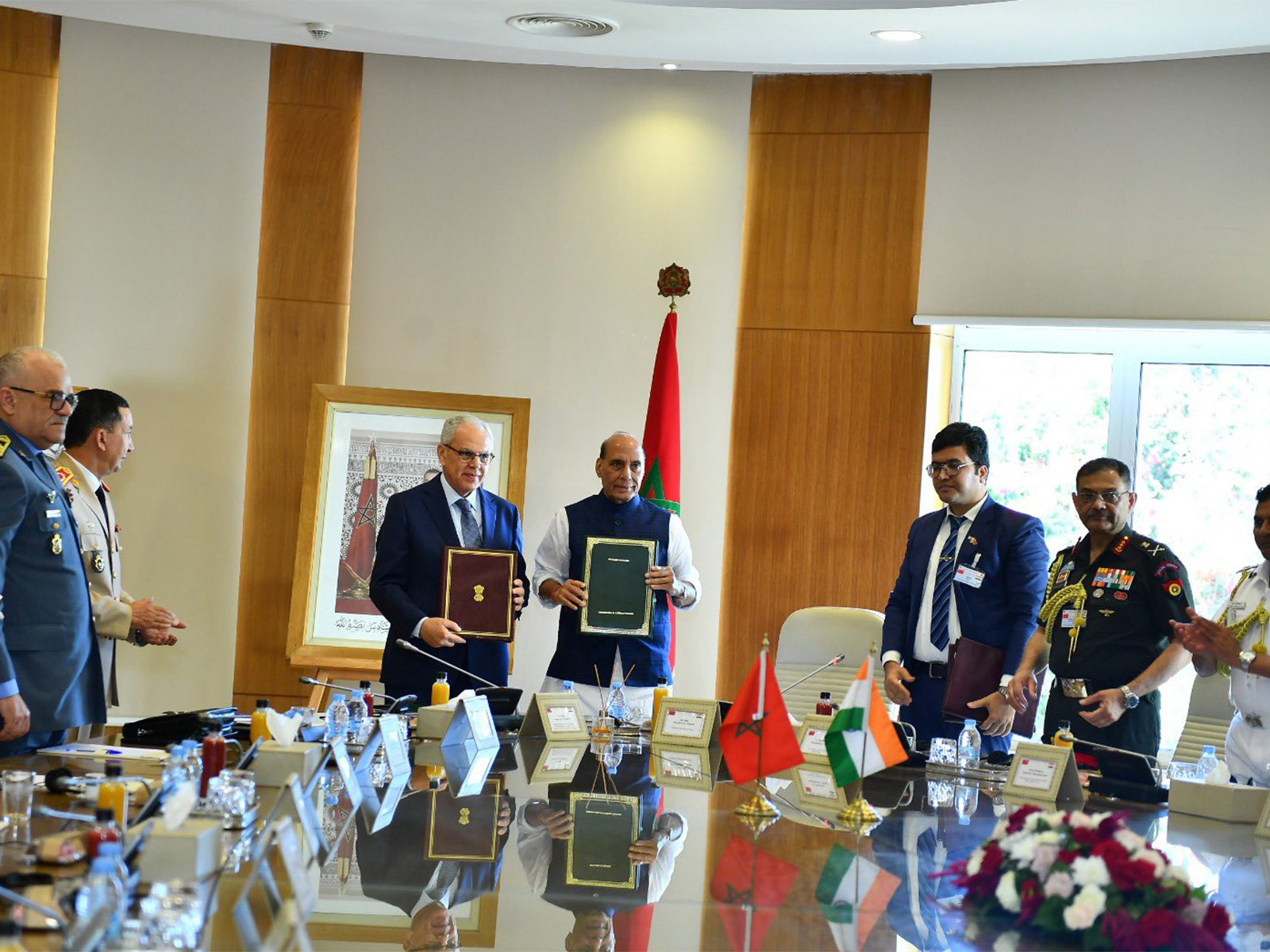 Defence Minister Rajnath Singh with Morocco's Defence Minister Abdeltif Loudiyi (Image: X@rajnathsingh