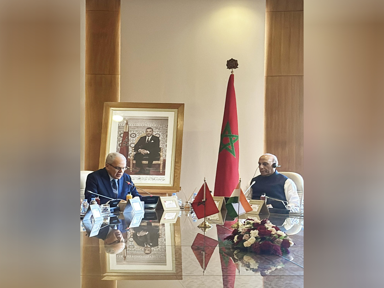 Defence Minister Rajnath Singh with Morocco's Defence Minister Abdeltif Loudiyi (Image: X@rajnathsingh)