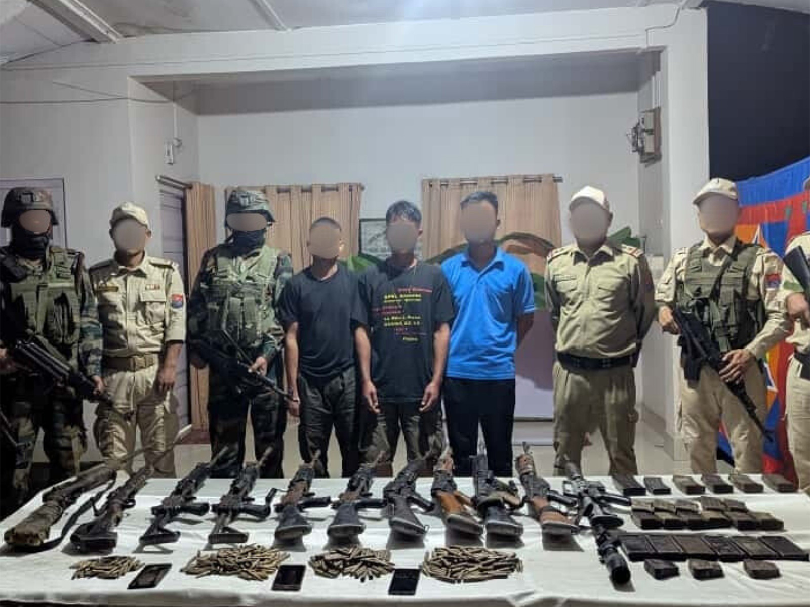 Indian army, Assam Rifles with Manipur police held joint operations across Manipur; 9 cadres held, weapons seized (Photo: x/@Spearcorps)