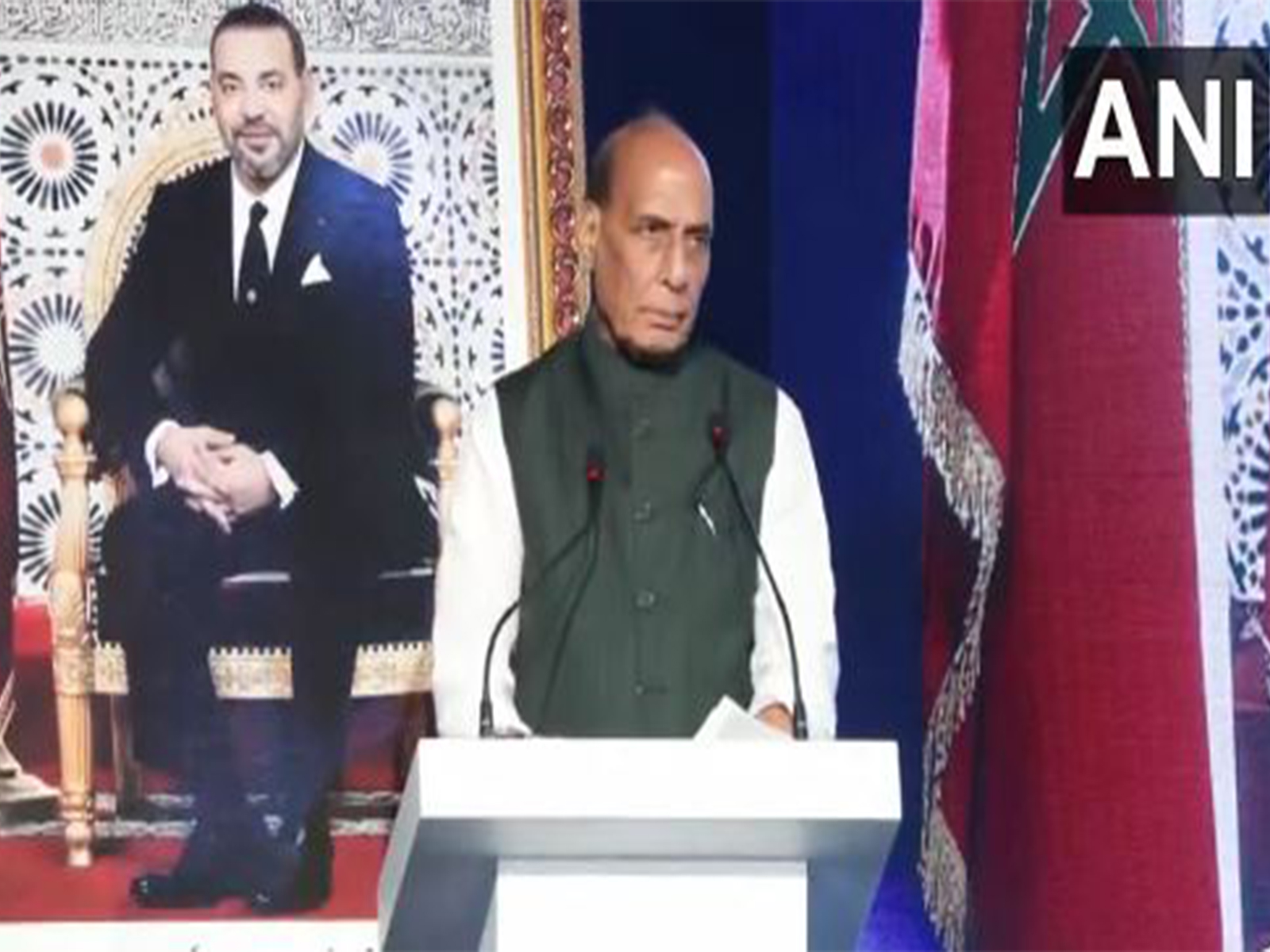 Defence Minister Rajnath Singh inaugurates Tata Advanced Systems' new manufacturing facility at Berrechid in Morocco (Photo/ANI)