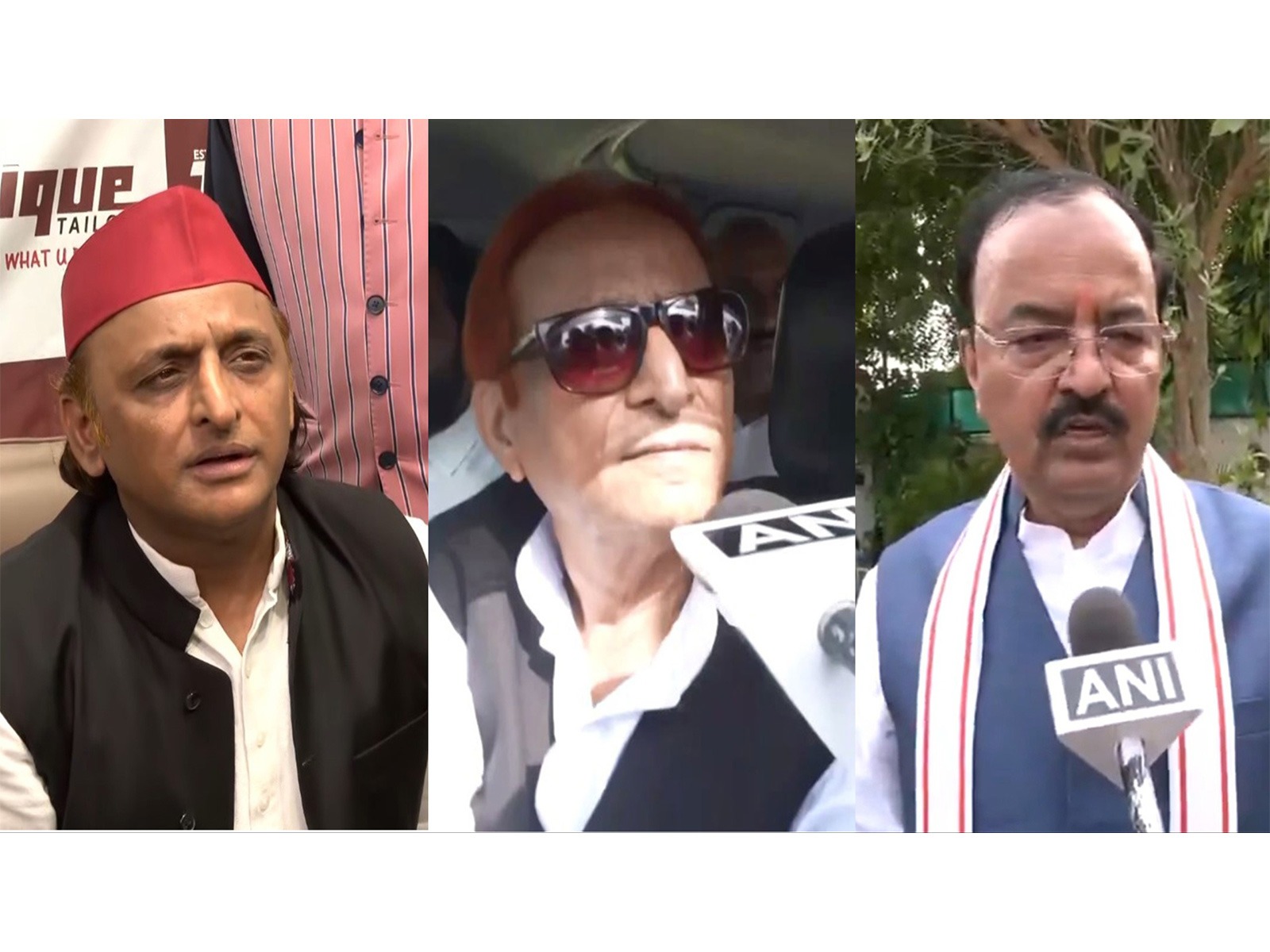 SP Chief Akhilesh Yadav, party leader Azam Khan and UP Deputy CM Keshav Prasad Maurya (Photo/ANI)