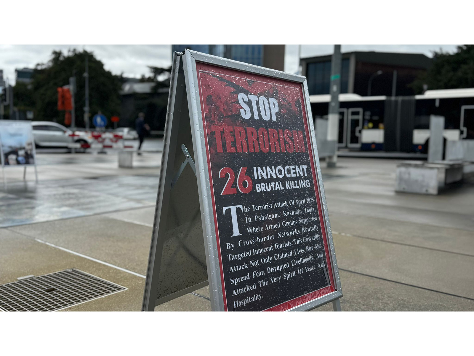 A photo exhibition titled "Faces of Resilience" organised by Eco Fawn Society at the Broken Chair in Geneva showcased stories of victims of Pakistan-backed terrorism in Jammu and Kashmir (Photo/ANI)