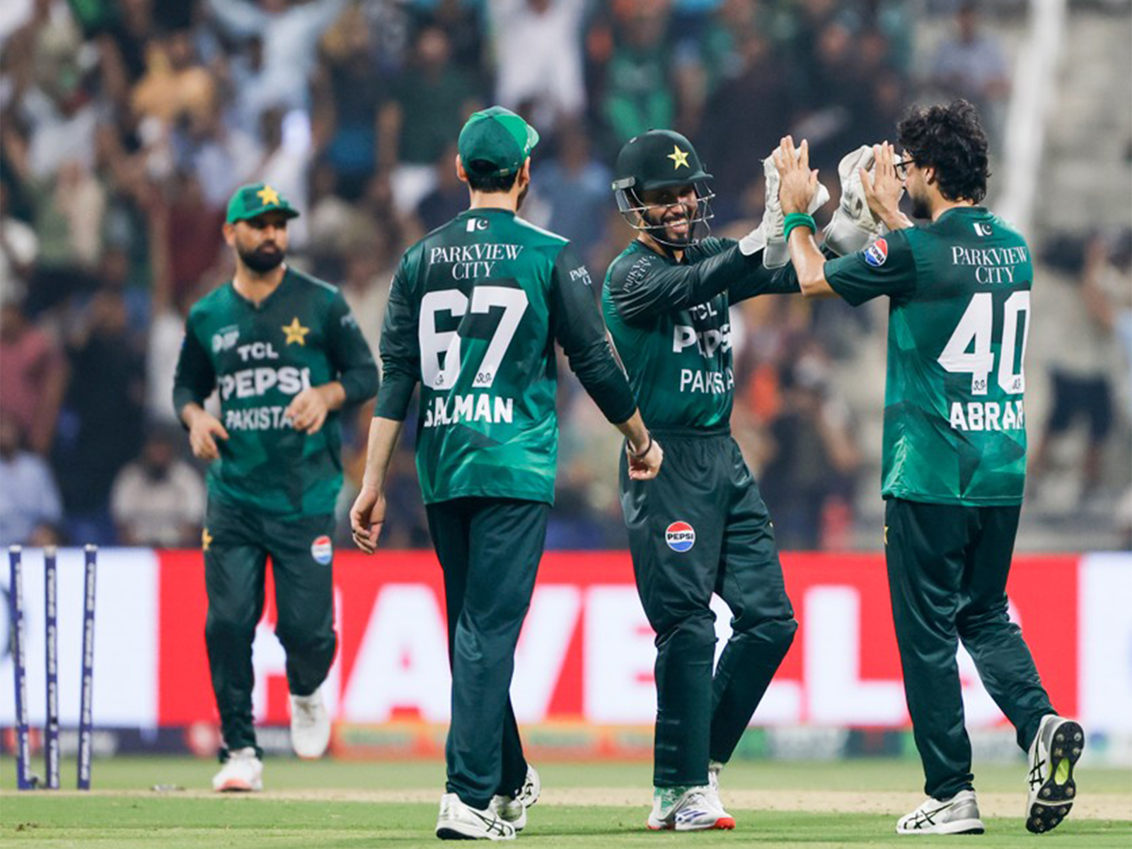 Pakistan players celebrating (Photo/ANI)