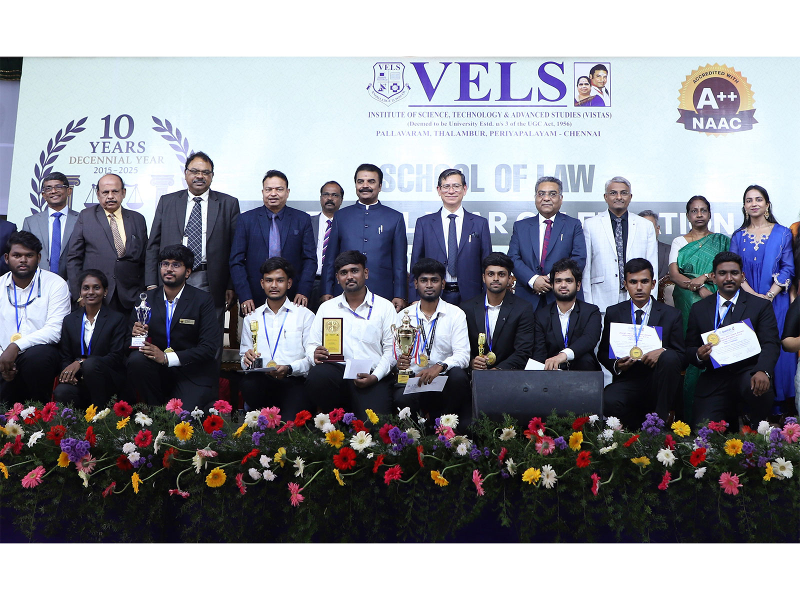 VELS University School of Law, a premier law institution in Chennai, marked its 10th year of excellence with grandeur at the University campus