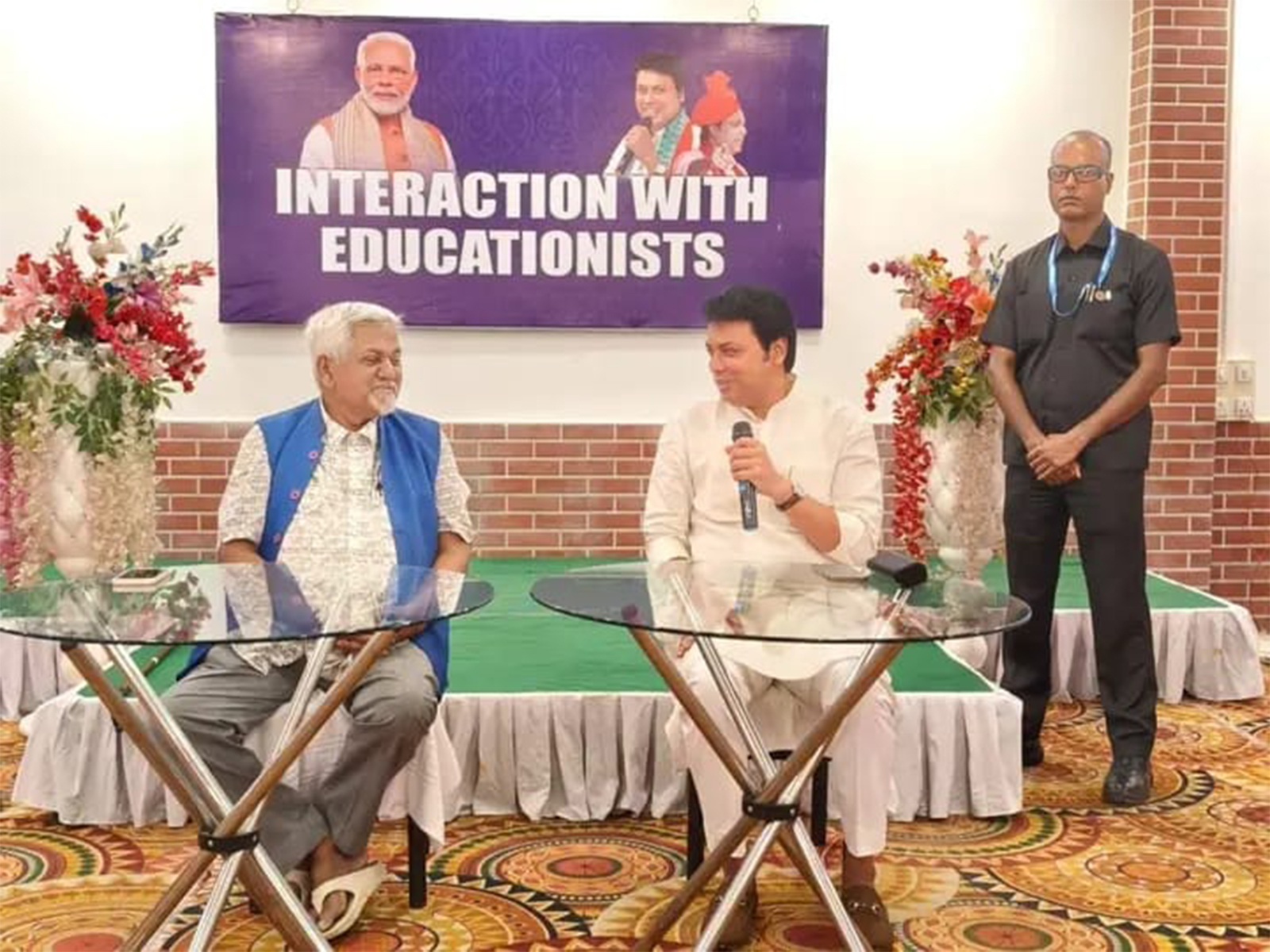 Former Tripura CM Biplab Deb interacts with educationists regarding NextGenGST  (Photo/ANI)